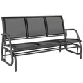3-Seat Glider Rocking Chair for 3 People Garden Bench Patio Furniture Metal Frame, Black