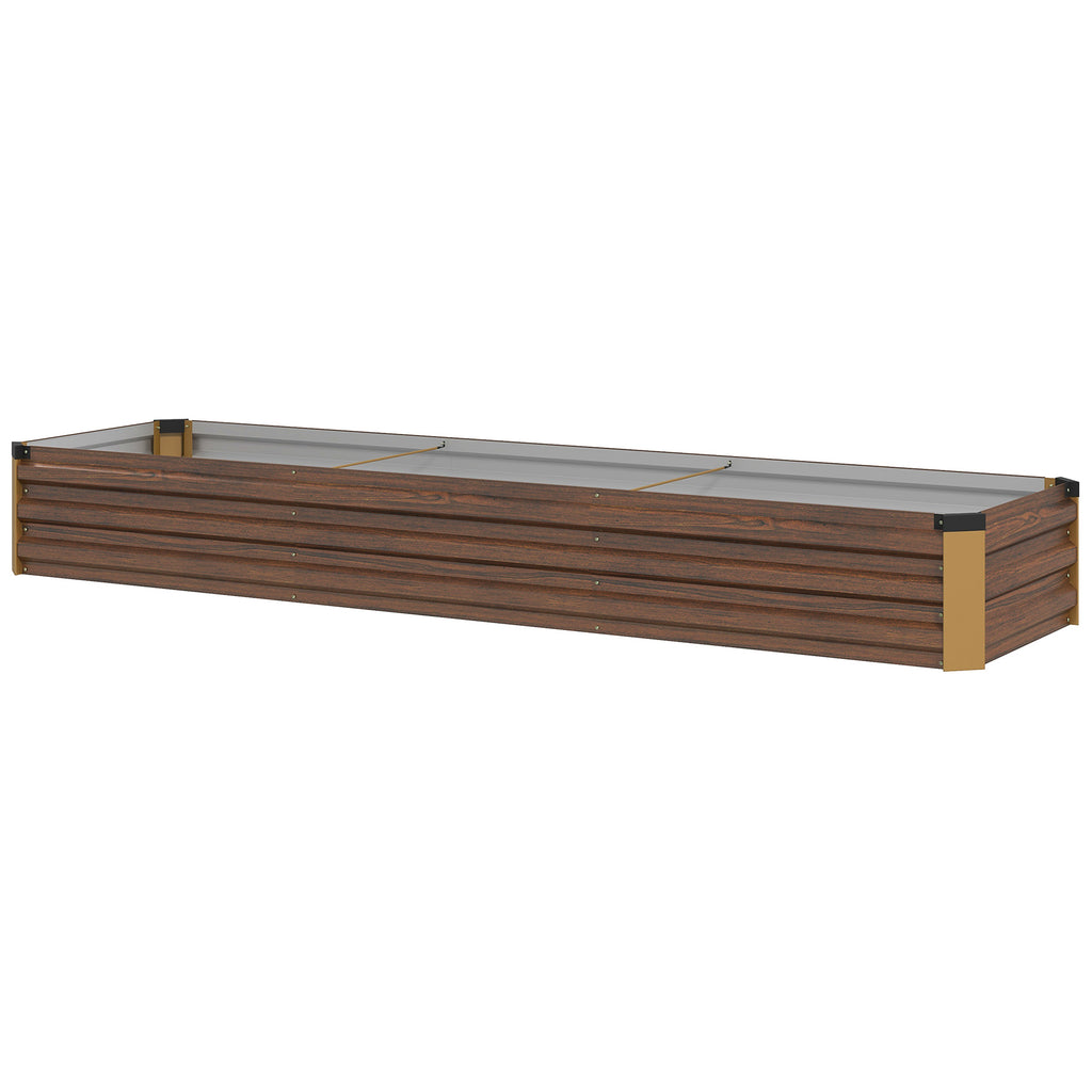 60 x 240cm Galvanised Steel Planter, with Open Bottom, Brown