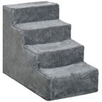 Four-Step Dog Stairs, with Washable Plush Cover, for High Bed Sofa, Dog Stairs for Small Dog and Cat - Light Grey