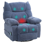 Massagesessel mit W?rme- & Liegefunktion, drehbar, bis 150 kg, Metallgestell, 98x90x98cm, Blau