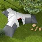 6-9 Man Tent with Bedrooms and Living Room, Accessories Included, Dark Grey