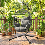 Outdoor Hängesessel Hängesessel, inkl. Polster, Egg-Chair, 120 cm x 106 cm x 188 cm, Grau