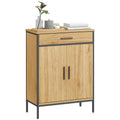 Badezimmerschrank, zweistufige Regale, gro?e Schublade, Industriestil, Eichenoptik