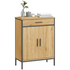 Badezimmerschrank, zweistufige Regale, gro?e Schublade, Industriestil, Eichenoptik