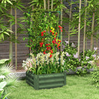 Hochbeet mit Rankgitter Pflankasten mit Rankhilfe, offener Boden, wetterbest?ndig, 61 cm x 61 cm x 140 cm, Gr¨¹n