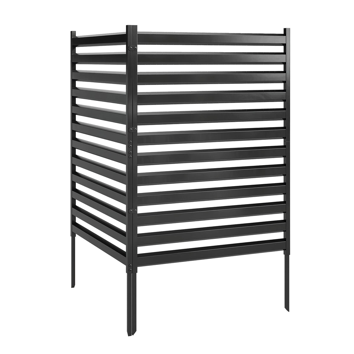 Gartenzaun 2 Paneele 91 x 152 cm Metall Sichtschutzzaun mit Pfosten & Schutzkappen rostfreie Schwarz