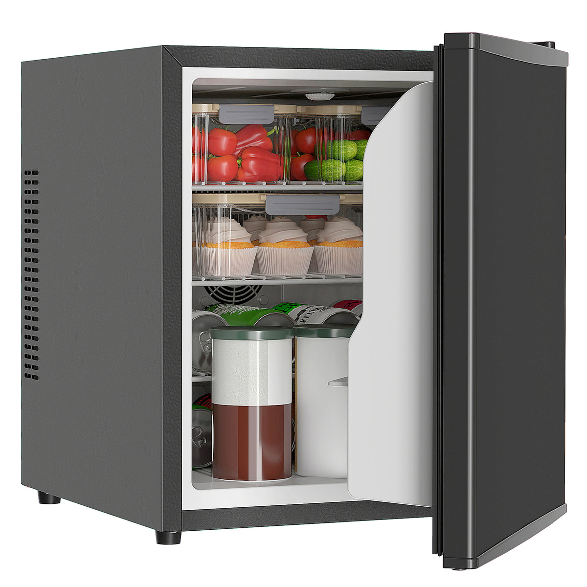 Mini Kühlschrank 44L/46 Dosen Kleiner Kühlschrank mit einstellbarem Thermostat 43 x 51 x 51,3 cm, Schwarz