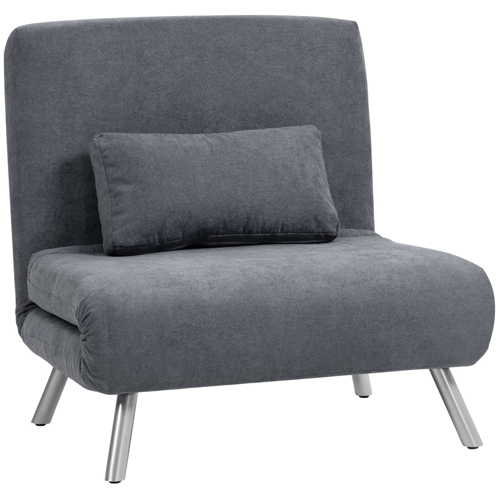 Polstersessel mit Bettfunktion, 3-in-1 Design, Schlafsessel, Gästebett, Stoffbezug, mit Kissen, Dunkelgrau