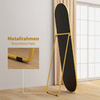 Ganzkörperspiegel, ovale Form, freistehend, Metallrahmen, 50x180cm, Gold