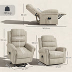 Massagesessel mit Aufstehhilfe, Relaxsessel, Vibrationsköpfe, mit Neigefunktion, Leinenoptik, Beige