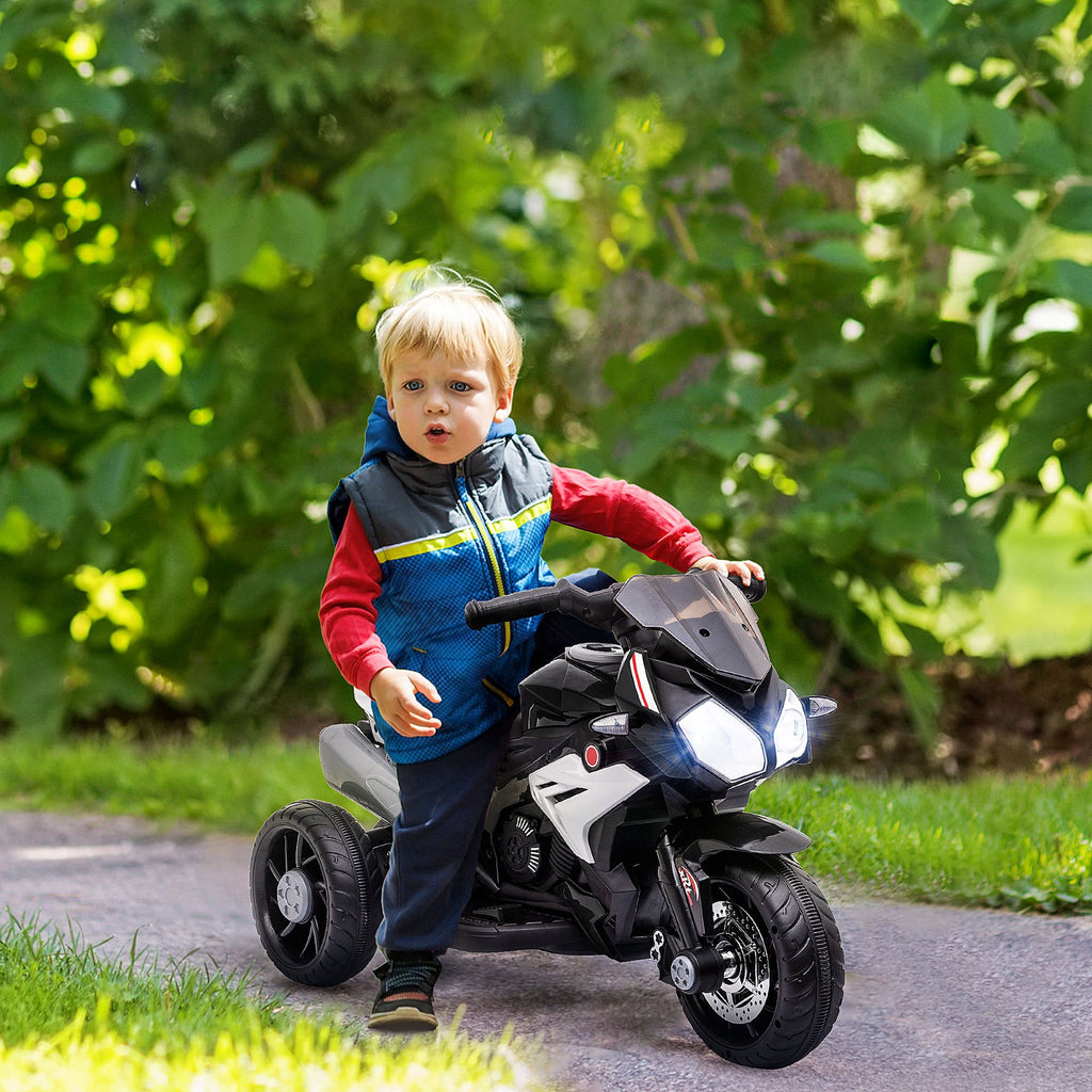Elektro-Kindermotorrad, Lichter & Ger?usche, 3 km/h, wiederaufladbar, Kunststoff & Metall, Schwarz/Wei?
