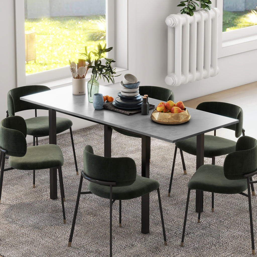 Esszimmertisch, Küchentisch, erweiterbar, für 6 Personen, 160x70, Dunkelgrau