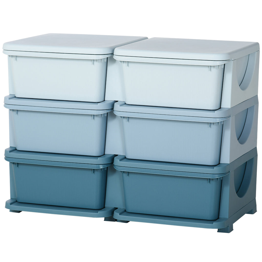 Kids Storage Unit, with Six Drawers - Blue
