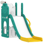 5-in-1 Kinderrutschenset, Teleskop, Basketballkorb, Kunststoff, Gelb+Gr¨¹n