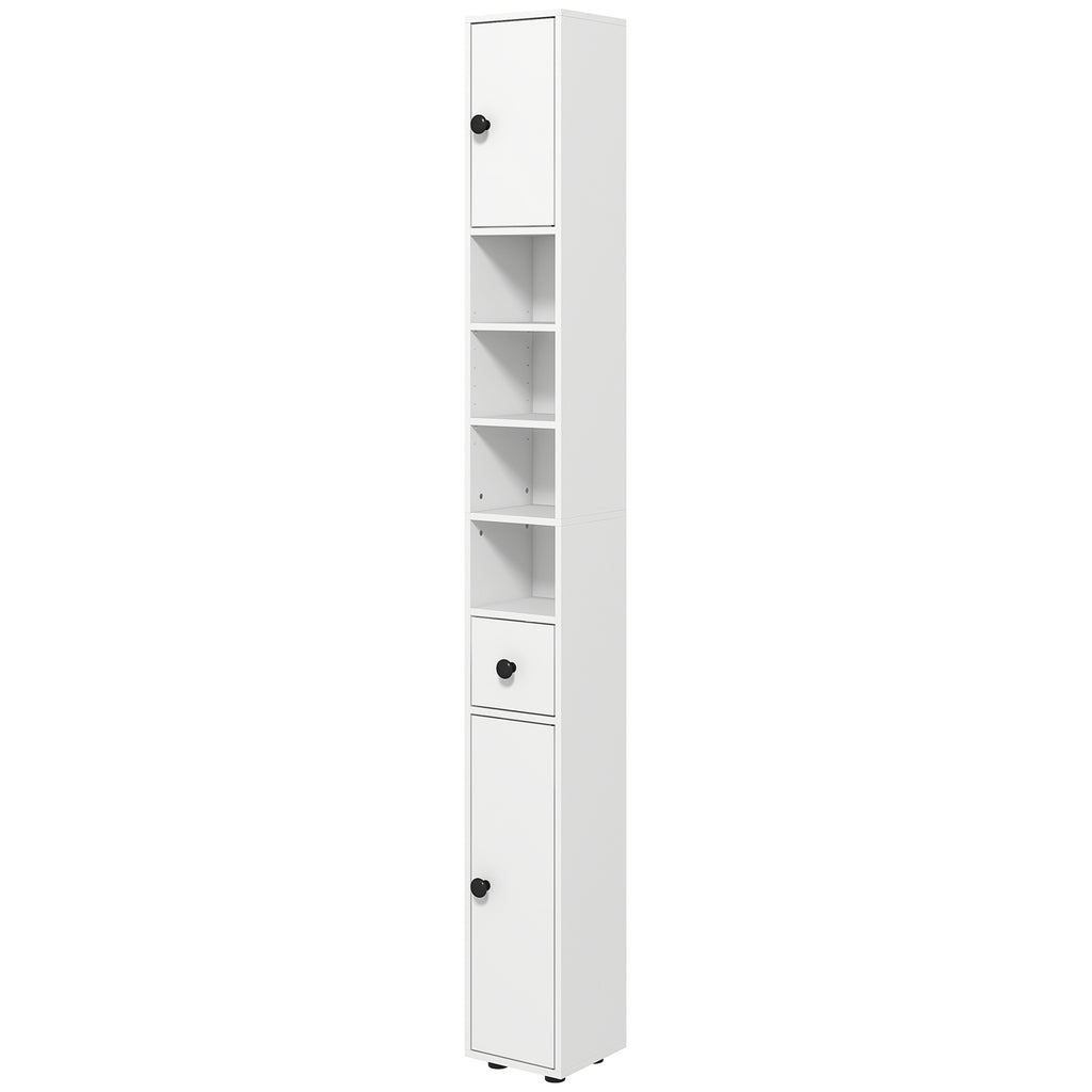 Badezimmerschrank, 4 Regale, Schublade, Spanplatte, schlankes Design, Wei?
