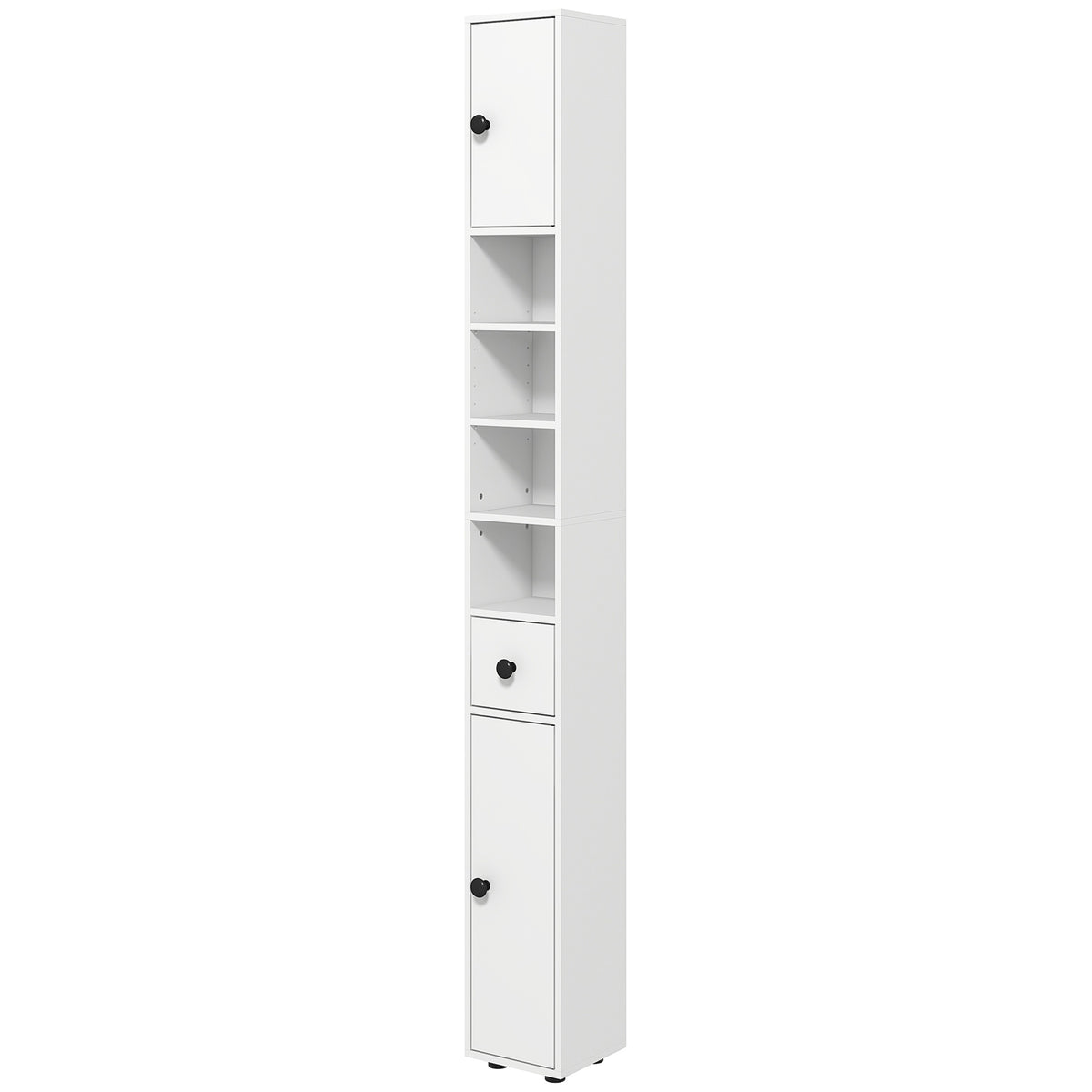 Badezimmerschrank, 4 Regale, Schublade, Spanplatte, schlankes Design, Wei?