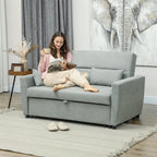 2-Sitzer Sofa mit Bettfunktion, Verstellbarer R¨¹ckenlehne, Polstersofa, Samtoptik, f¨¹r Wohnzimmer, Schlafzimmer, Hellgrau