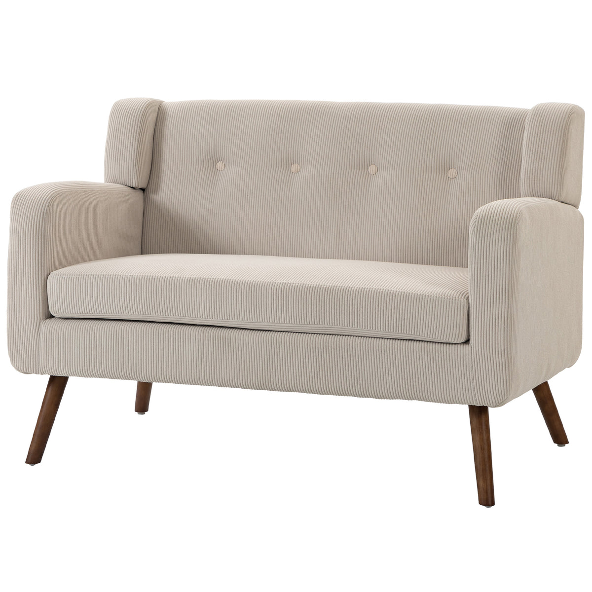 Sofa 2 Sitzer 118 cm Kleine Couch mit Cord-Optik Beige