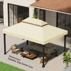 Pavillon-Ersatzdach, 3 x 4 m, Ersatzplane mit Wasserablauf-Öffnungen, Polyester, Sonnenschutz, UPF30+, Cremeweiß