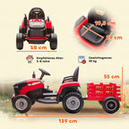 Elektrischer Kindertraktor, Aufsitz-Traktor mit Fernbedienung, Soft-Start, für Kinder im Alter von 3-8 Jahren, Rot