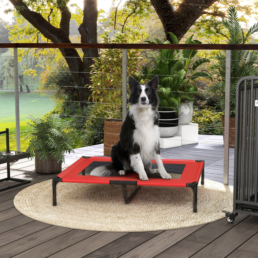 Hundebett, Hundeliege, robust, erh?ht & wetterfest, bis 50 kg, 92x76x18cm, Rot