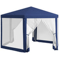 Gartenpavillon, 6-eckig, Netzvorhänge, Metallgestell, 3,94x3,412x2,5m, Blau