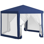 Gartenpavillon, 6-eckig, Netzvorhänge, Metallgestell, 3,94x3,412x2,5m, Blau