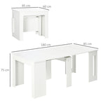 Esstisch, Klapptisch, ausziehbarer Küchentisch, Esszimmertisch, Spanplatten, 60-180 x 85 x 75 cm, Weiß