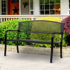  Garden Bench Furniture Patio Park 2 Person Chair Seat Steel Black 120cm Outdoor