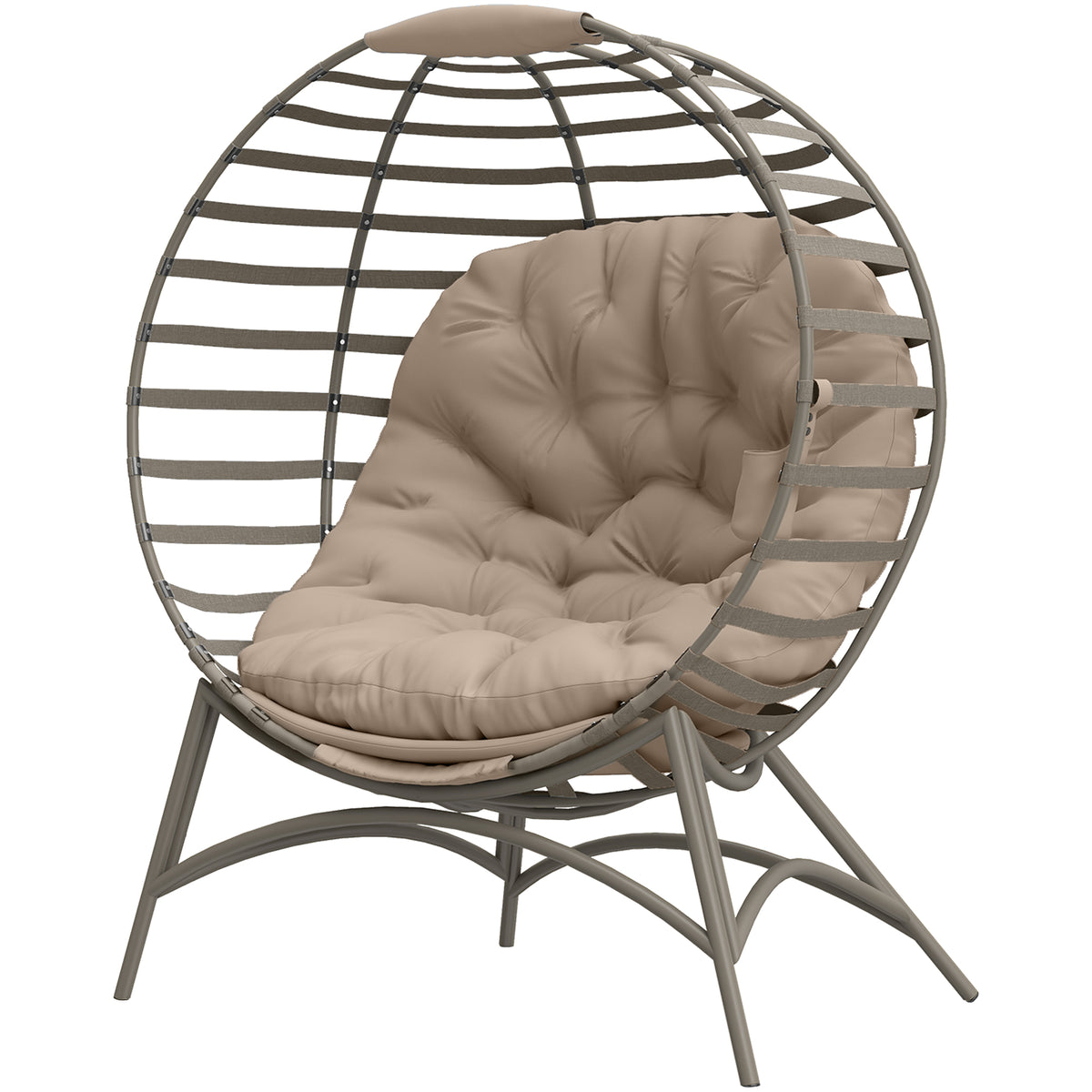 Papasansessel Gartenstuhl Korb-Stuhl mit Kissen oval Loungesessel Korb faltbar 118 x 77 x 139 cm