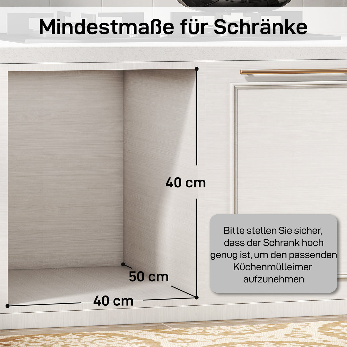 Pull Out Bin, Under Sink Bin - 3 Removable Compartments (15L + 2 x 8L) for 400mm Cabinets, Light Grey