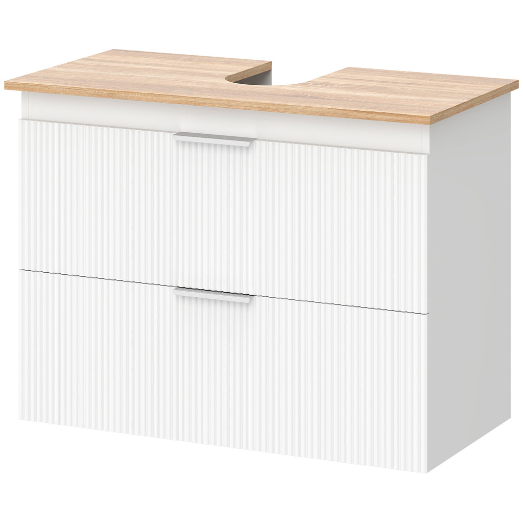 Unterschrank für das Badezimmer, 80 cm Schrank mit zwei großen Schubladen für Waschbecken mit oder ohne Sockel, Weiß