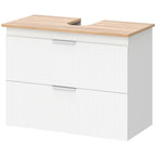 Unterschrank für das Badezimmer, 80 cm Schrank mit zwei großen Schubladen für Waschbecken mit oder ohne Sockel, Weiß