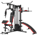 Multi Gym Workout Station, Weight Machine with 65kg Weight Stack, Sit Up Bench, Push Up Stand, Dip Station