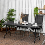Folding Garden Dining Table for 6, Rectangular Outdoor Dining Table with HDPE Tabletop, Foldable Garden Table with Steel Frame for Balcony, Porch, Charcoal Grey
