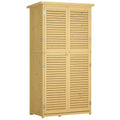 87 x 47 x 160cm Wooden Garden Shed, Sheds & Outdoor Storage with Asphalt Roof and 2 Lockable Doors, Natural