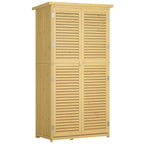 87 x 47 x 160cm Wooden Garden Shed, Sheds & Outdoor Storage with Asphalt Roof and 2 Lockable Doors, Natural