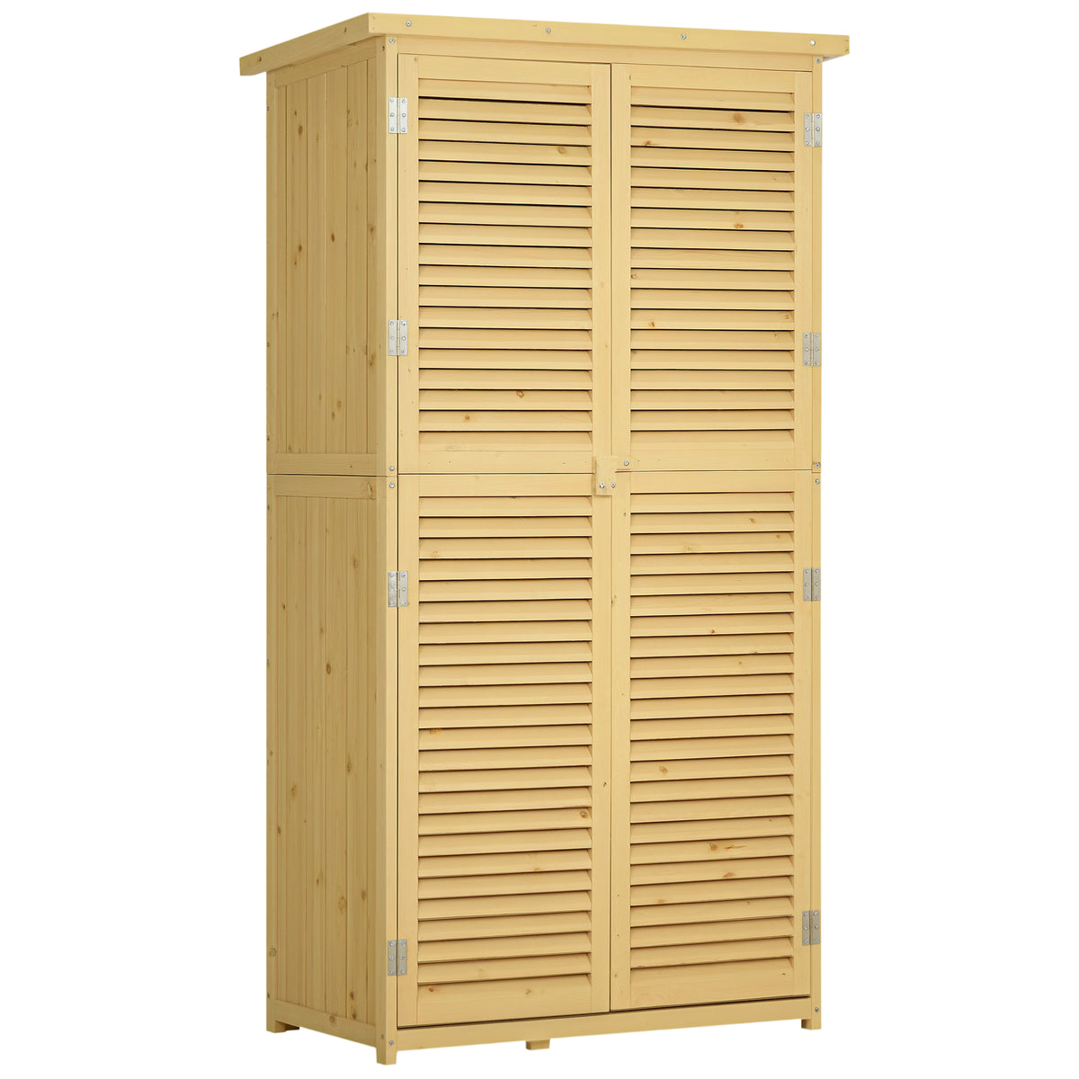 87 x 47 x 160cm Wooden Garden Shed, Sheds & Outdoor Storage with Asphalt Roof and 2 Lockable Doors, Natural