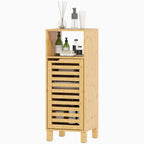 Badezimmerschrank, offenes Regal, Schrank, Bambusholz, Lamellent¨¹r, Hellbraun