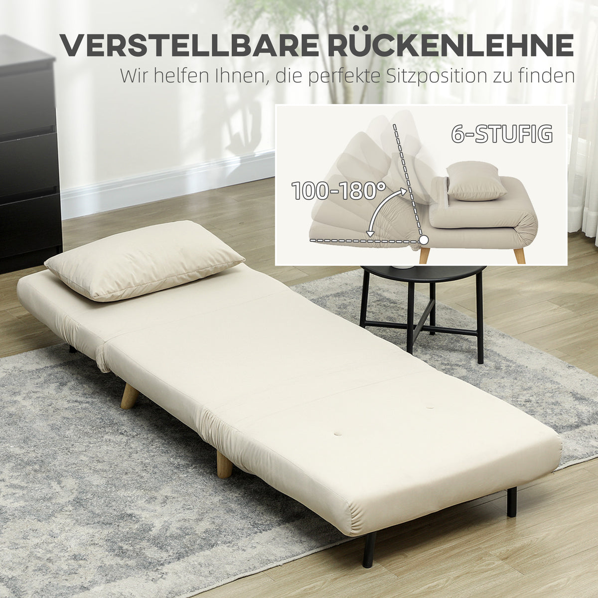 2-in-1 Sessel, Relaxsessel, Gästebett, 72 cm x 78 cm x 79 cm, Grau