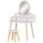 Kinder Schminktisch Set Frisiertisch mit Hocker Spiegel Schubladen Kleiderstangen für 3-8 Jahre 56 x 38 x 87,8 cm Weiß