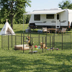 Welpenauslauf, modulares Design, 16 Elemente, 2 Türen, wetterfest, Stahl, 3,2 x 3,2 x 1 m, grau