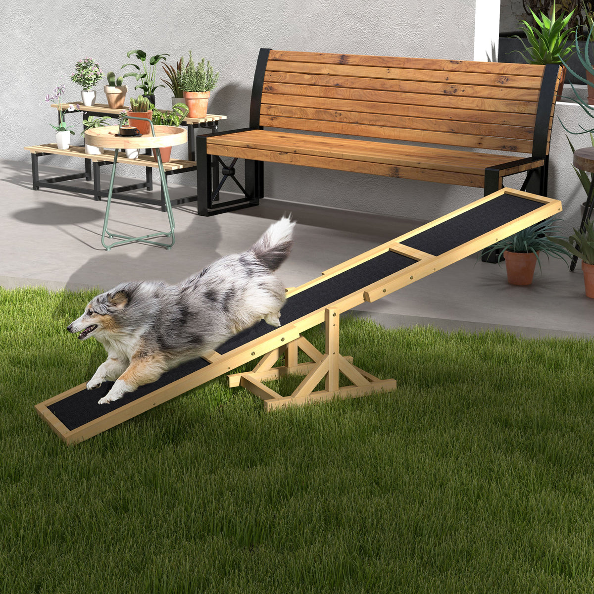 Hundewippe für Agility Training, rutschfest, bis 50 kg belastbar, 180 x 30 x 30 cm