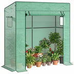 Tomatengewächshaus Foliengewächshaus mit Rolltor Mesh-Fenster Schrägdach 196 x 77 x 197 cm Grün