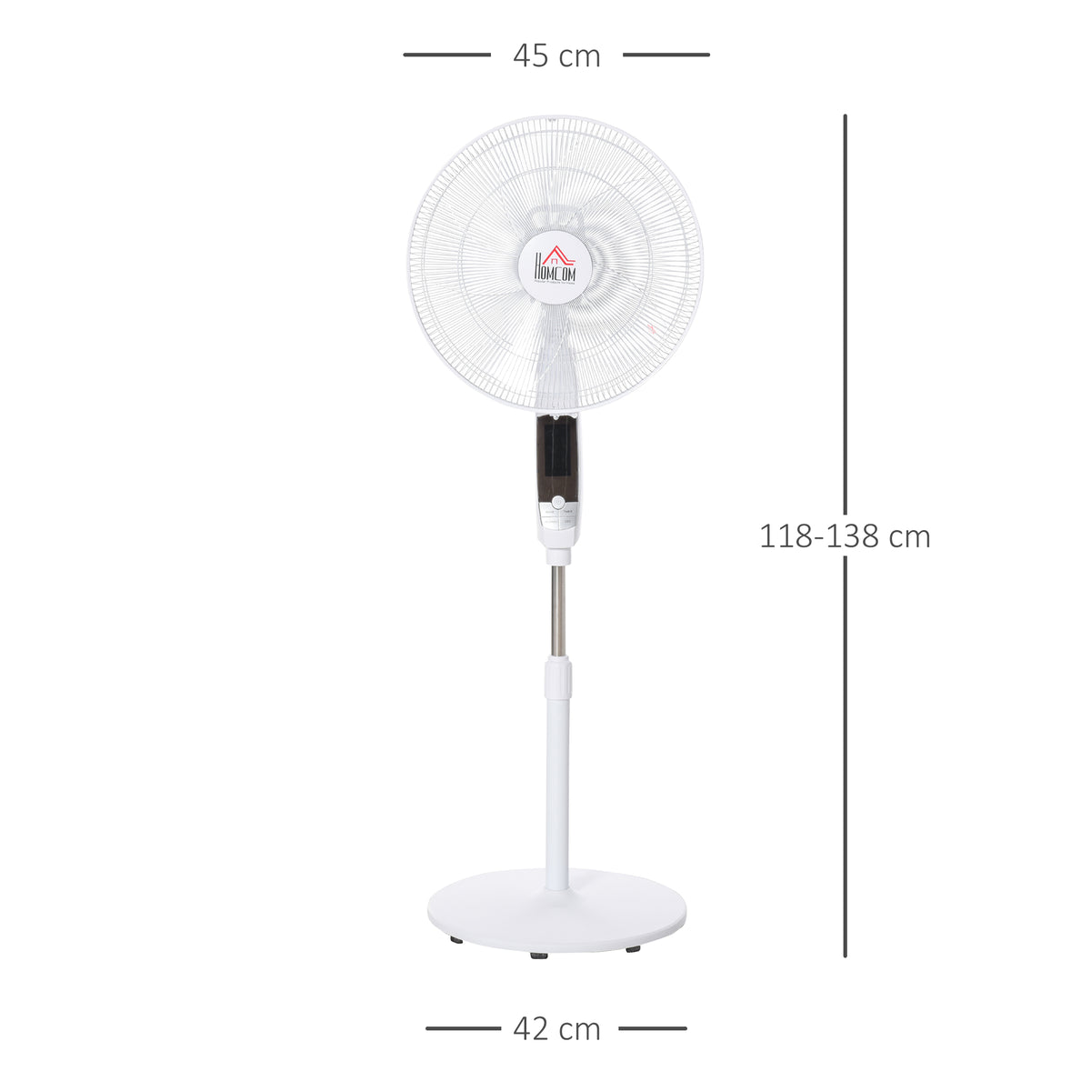 Standventilator, 3 Geschwindigkeiten, 3 Modi, Timer, Fernbedienung, 45 x 42 x 118-138 cm, Wei?