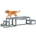3 Pieces Wooden Dog Agility Training Equipment with Soft Bridge, Pause Platform and Pet Stair for Outdoor, Grey