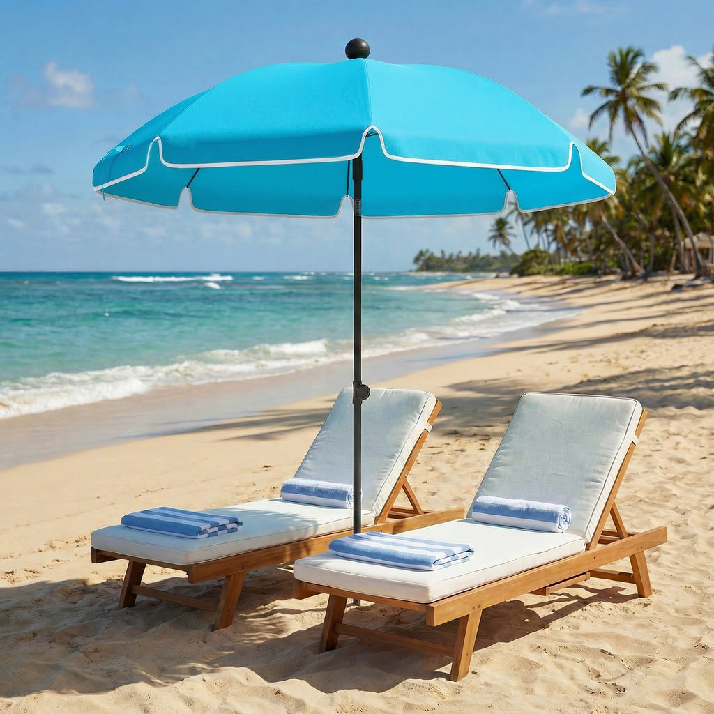 Sonnenschirm Strand Ø150 cm wasserabweisend faltbar Strandschirm mit Sandanker verstellbarer Neigung Tragetasche Blau
