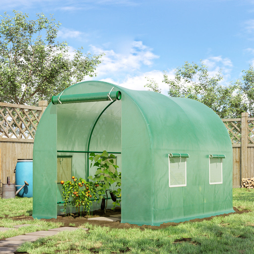 245 x 200cm Polytunnel Greenhouse - Green