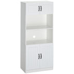Küchenschrank Küchenbüffet Schrank, Landhausstil, 2 Schränke, 2 Regale, 70 cm x 40 cm x 170 cm Weiß + Schwarz