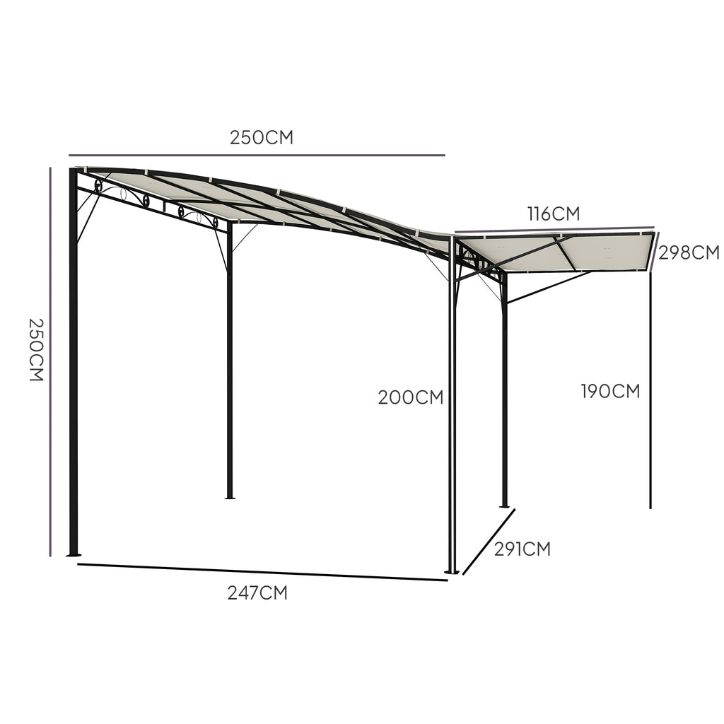 Pavillon mit klappbarer Dacherweiterung wetterfest 3 x 2,5 m Cremeweiß